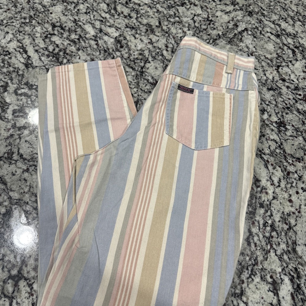 Vintage Sasson Jeans‎ Women's 13-14 Misses Slim Flare Leg Striped USA Made